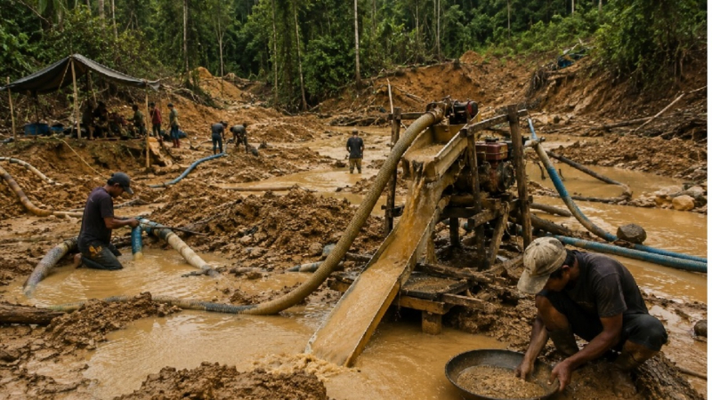 Salah satu tambang emas ilegal yang ada di Merangin