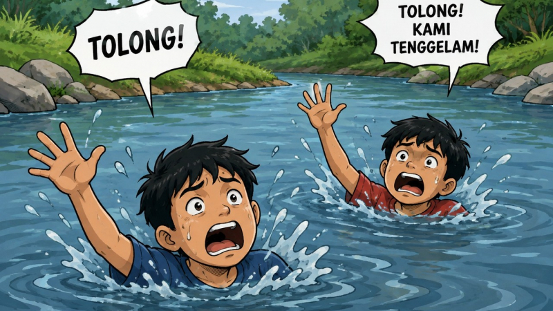 Ilustrasi dua remaja yang tenggelam di Sungai Batanghari